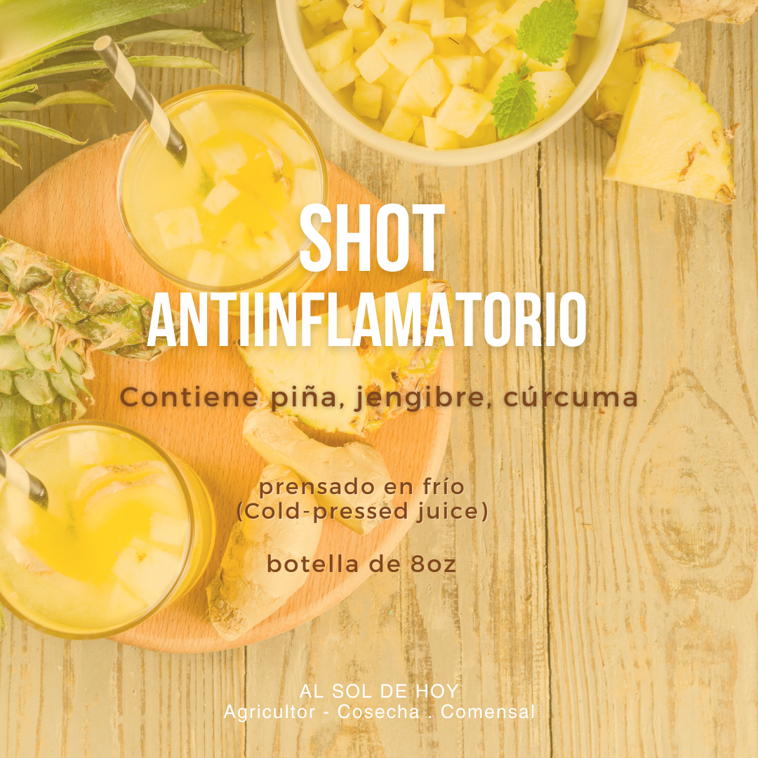 Shots de Piña, jengibre y cúrcuma